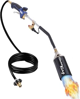 Flame King YSN340K 340,000 BTU Propane Torch Weed Burner with 10-ft Hose | Multipurpose CSA-Certified Weed Torch w/ Piezo Igniter & Adjustable Flame for Weed Burning, Melting Ice & Snow, & Roofing
