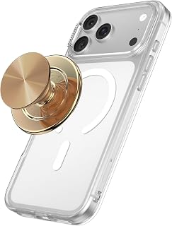PopSockets Phone Grip for MagSafe, Magnetic Holder- Alum Radial Gold | Removable, For Kindle / Android / iPhone, With Magnet, Metal, Enamel, Top, Gold