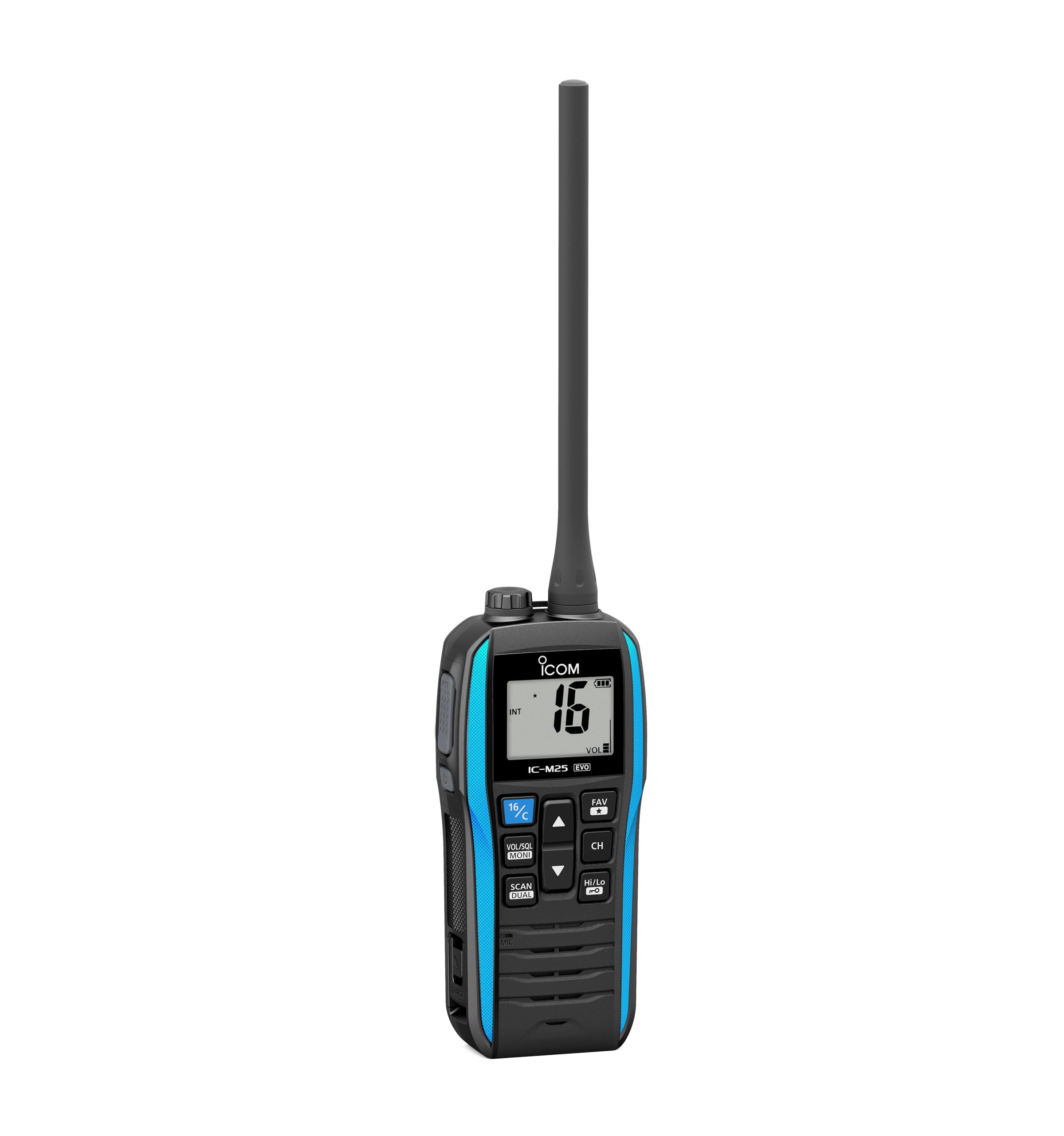 Icom M25EVO Blue Marine VHF Radio | Floating | Waterproof | USB Charging | Light