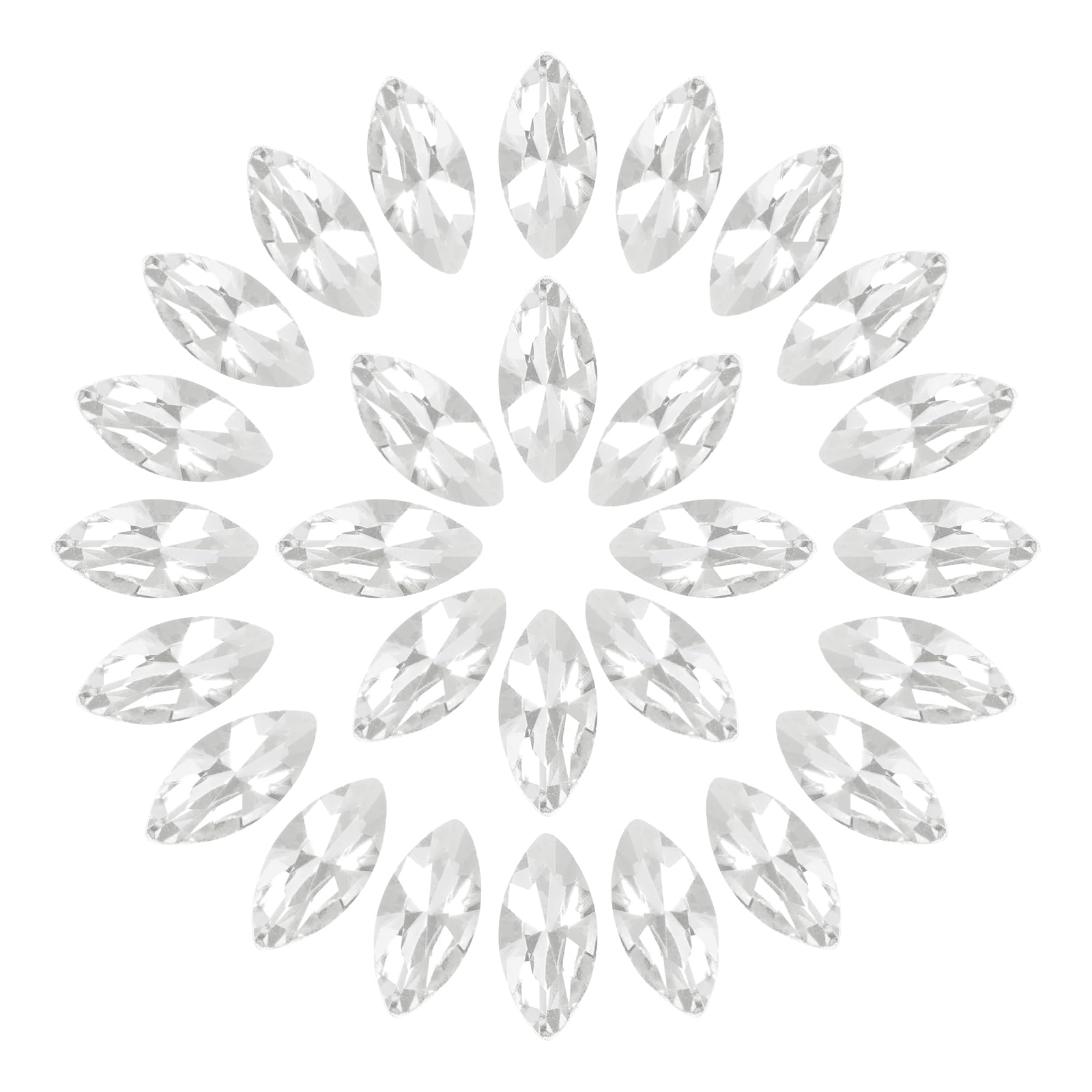 Generic 50 Pieces Horse Eye Shape Rhinestones 7x15mm Rhinestone Beads for Jewelr