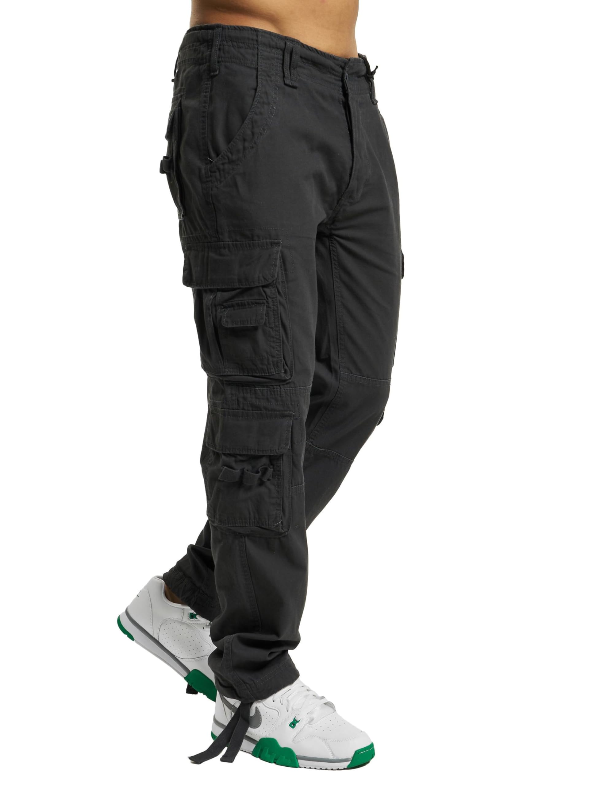 Brandit Pure Vintage Trouser Slim Uomo Pantaloni Modello Cargo Nero Cargo
