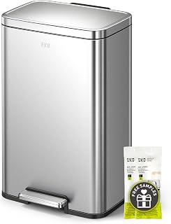 EKO Madison Brushed Stainless Steel 13.2 Gal/50L Kitchen Step Trash Can or Recycling Bin, Removable Inner Liner, Soft Close Lid, Fingerprint Resistant Finish