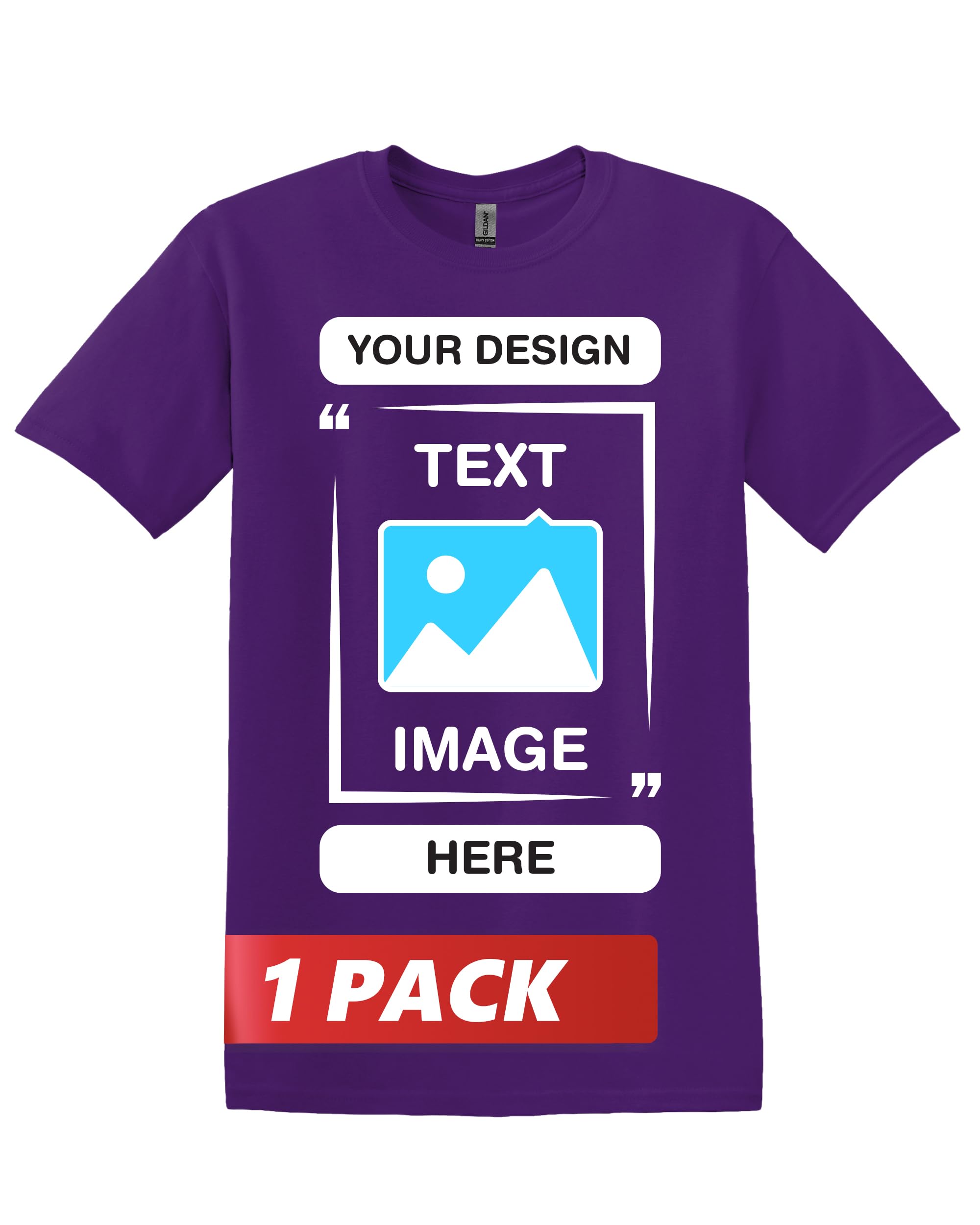 Gildan Custom T-Shirts - Unisex Crew Neck T-Shirt - Customize Your Image, Text &