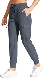 Womens Cargo Joggers Lightweight Hiking Pants Zipper Pockets