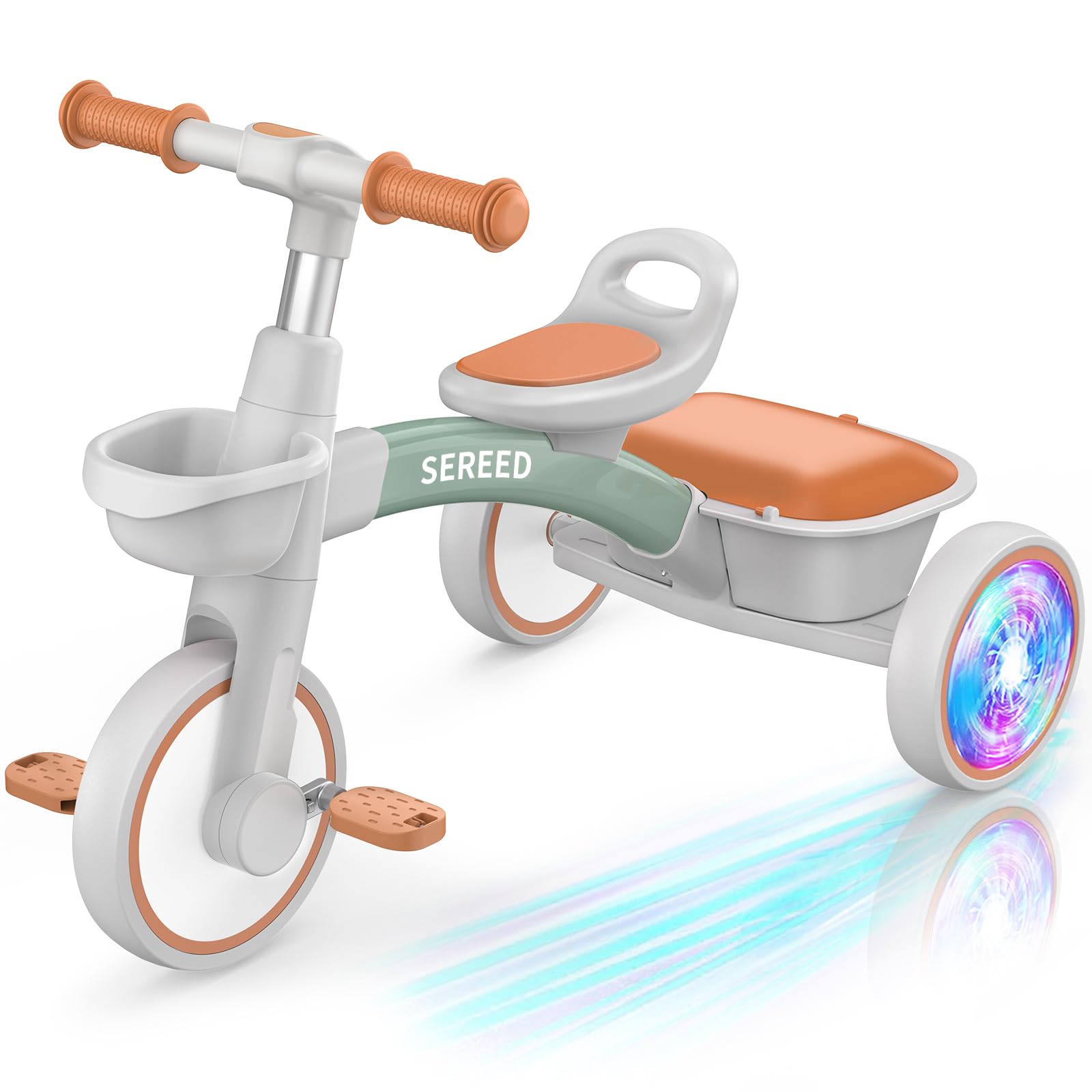SEREED Colorful Lighting Kid Tricycle Gift Toy for Ages 2-5 Boys Girls | Easy Sn
