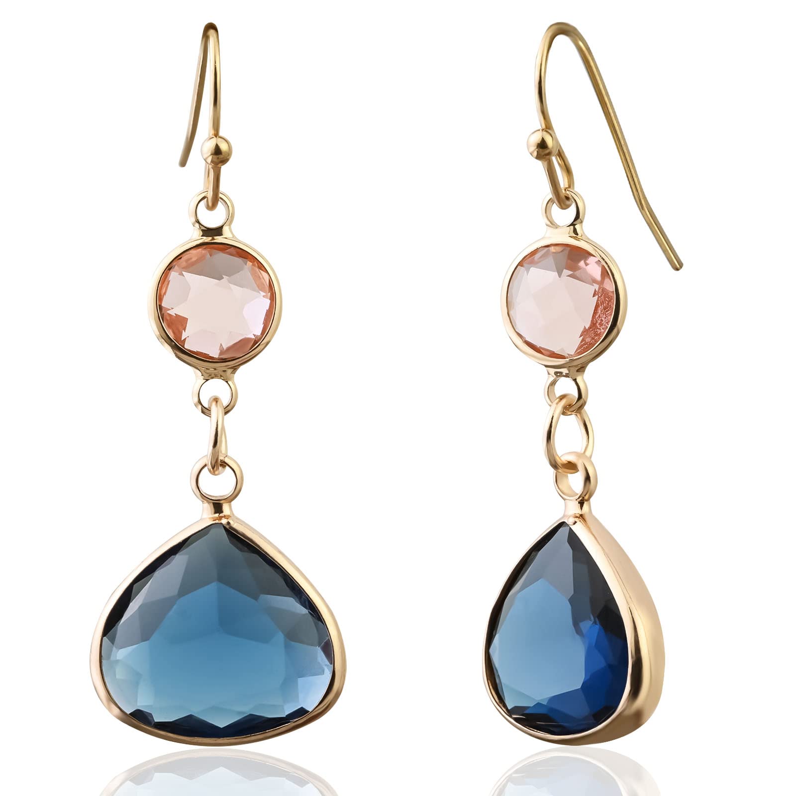 Handmade Dangle Drop Birthstone Earrings 14K Gold - Plated Hypoallergenic Lightw