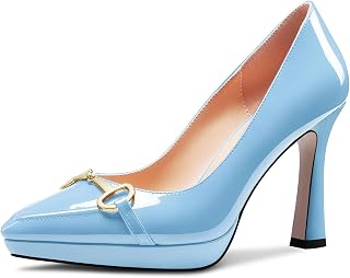 Castamere Women's High Platform Heel Pointed Toe Slip-on Metallic Chain Pumps for Wedding Office Casual 10 CM Heels