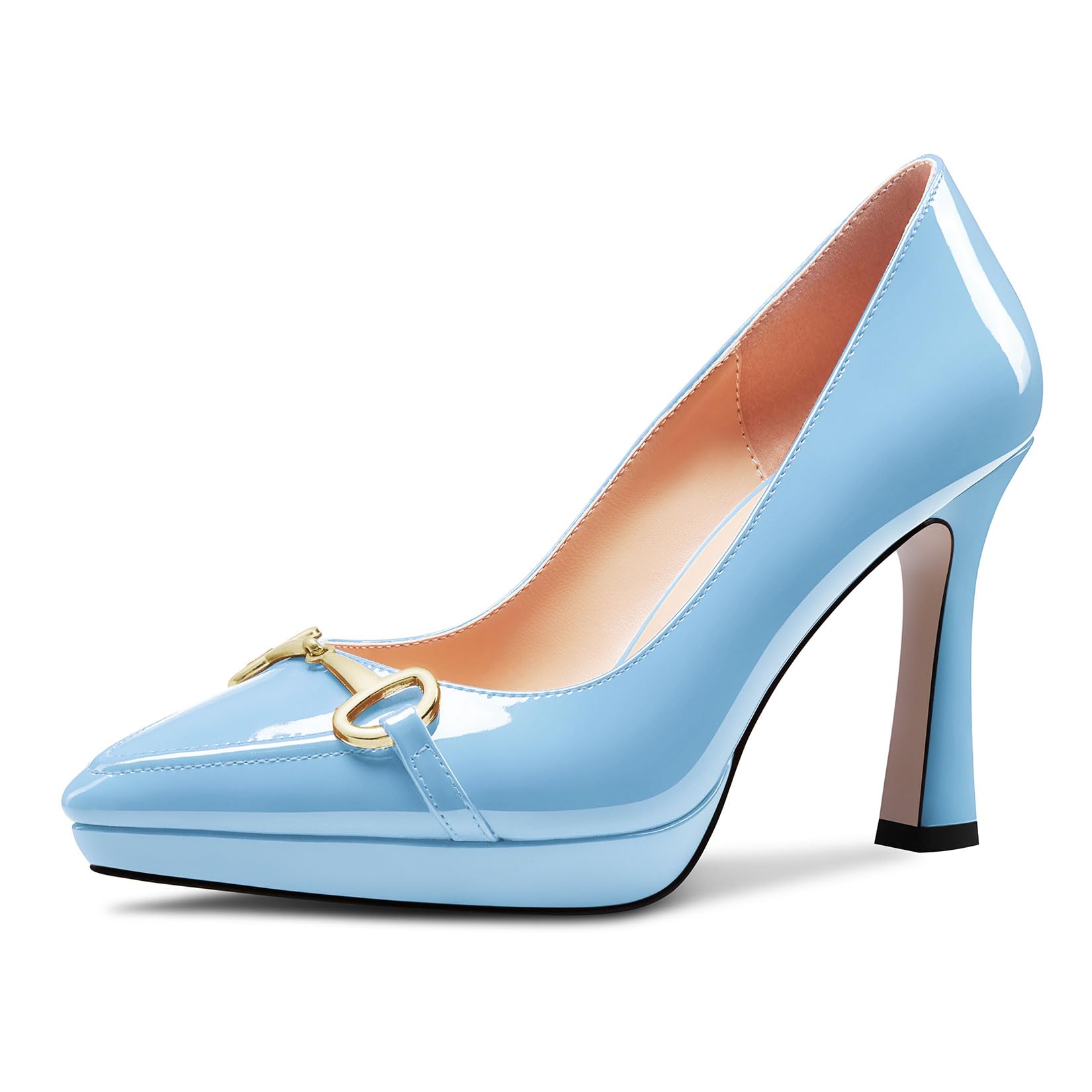 Castamere Women's High Platform Heel Pointed Toe Slip-on Metallic Chain Pumps fo