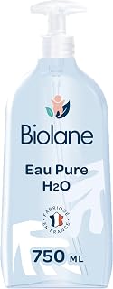 BIOLANE - Pure H2O Baby Water - Cleans and protects - Pump bottle - 750ml | Face, Body and Seat, Leave-in, 99% ingredients of natural origin, From birth, Made in France