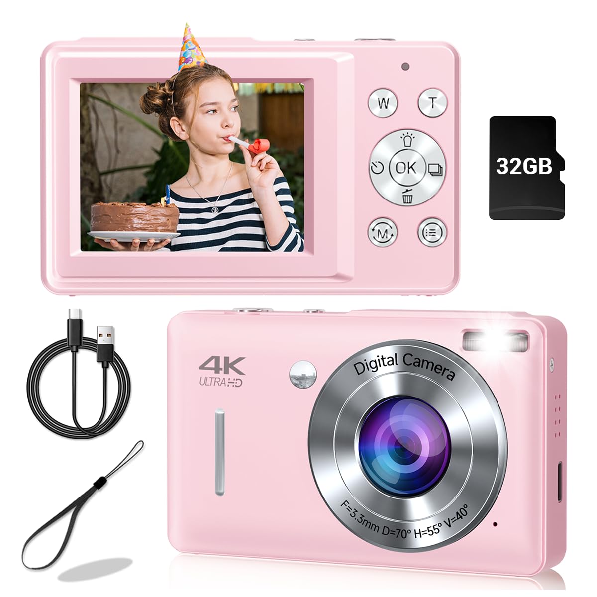 Digital Camera, 44MP Compact Camera, FHD 1080P Point and Shoot Digital Cameras w