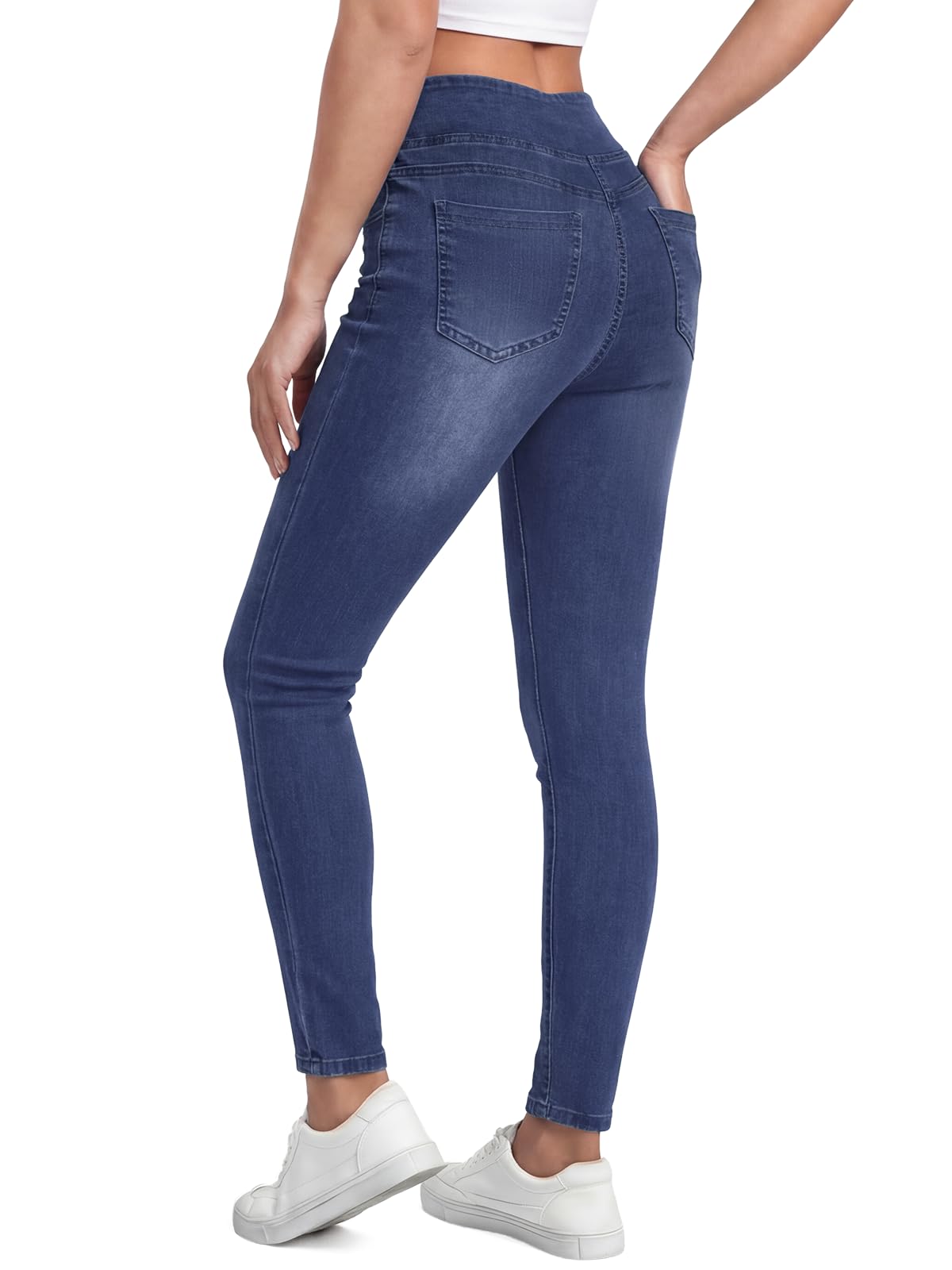Pull on Skinny Jeans for Women, Stretchy High Waisted Leggings Trendy Tummy Cont