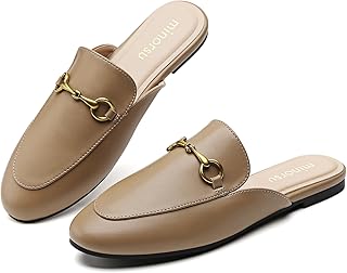 Minorsu Buckle Mules for Women Flats Loafers Shoes for Work Office Business