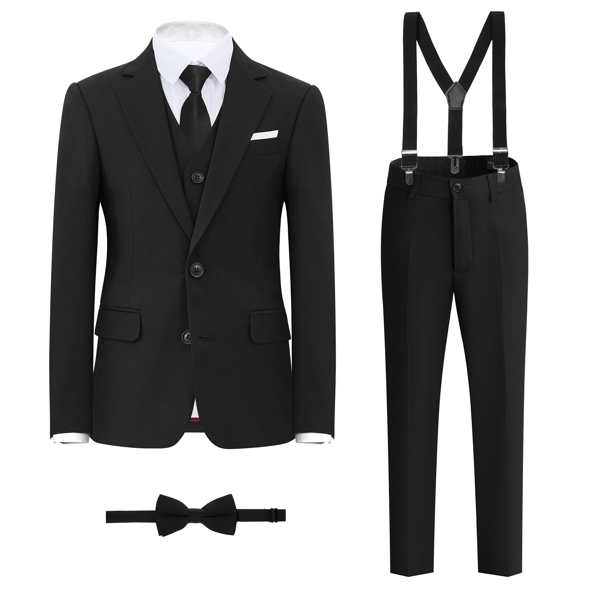 Boys' Formal Suit Set, with Suspenders, Adjustable Waist