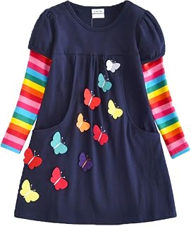 VIKITA Dress Stripe Cartoon Animal Loose Jersey T-Shirt Clothes Girl