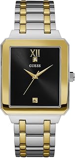 Guess Men's 35mm Watch - Two-Tone Stainless Steel Strap Black Dial Two Tone Case