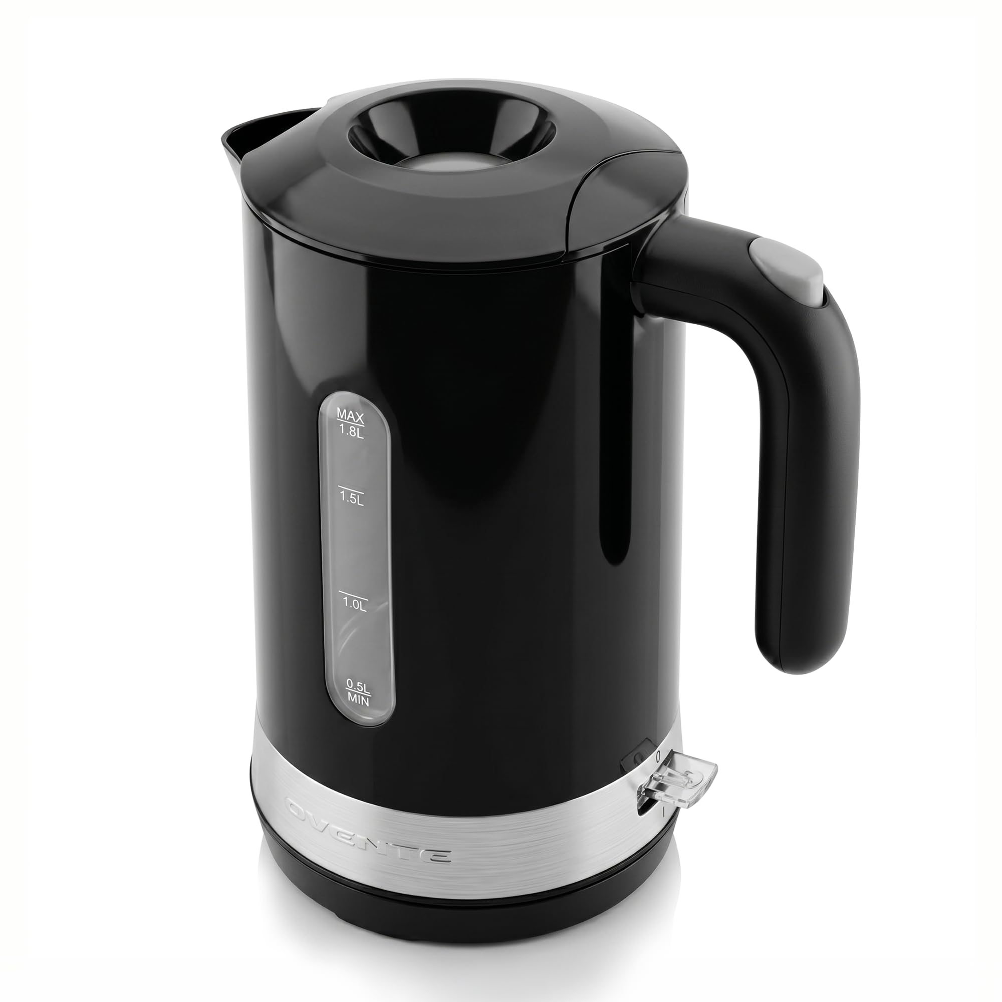 OVENTE 1.8L Electric Tea Kettle, Easy-Fill Lid Water Boiler, Black KP413B | 1500