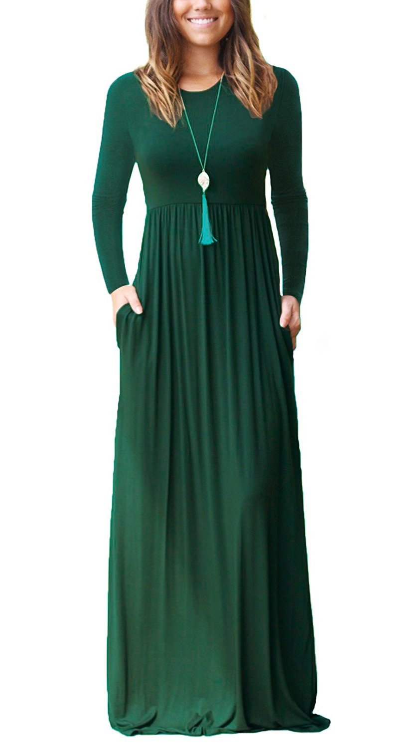 GRECERELLE Maxi Long Dress for Women Empire Waist Fall Casual Dresses