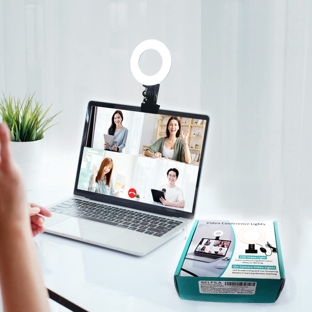 Selfila Ring Light 5 Inch USB Portable, 3200K-6500K Dimmable LED Clip on for Lap