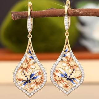 Cute Female Flower Pattern Drop Earrings Exquisite Jewelry