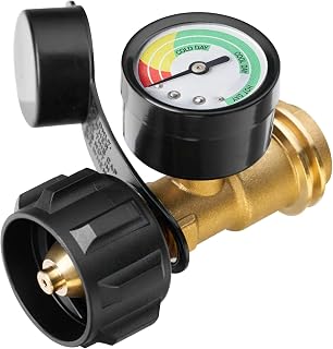 CALPOSE Propane Tank Gauge, 3 Colors Coded Level Indicator | 5-40 Pound LP Tank Gas Level Indicator, QCC1 / Type 1 Connection Fits for Cylinder Grill, Heater, RV Camper and More