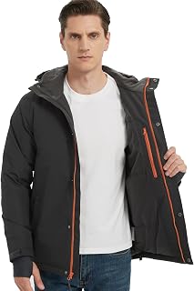 NORDIC OUTLAND Men's Winter Ski Jacket,Insulated Waterpoof Snow Coat,Windproof Warm Hooded Windbreaker Jacket