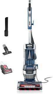 Shark Stratos Upright Vacuum, Powered Lift-Away, HEPA Seal, Navy, AZ3002​ | DuoClean, PowerFins & HairPro, Self-Cleaning Brushroll, Odor Neutralizer, LED Headlights, Easy-Empty Dust Cup, Bonus Tools​