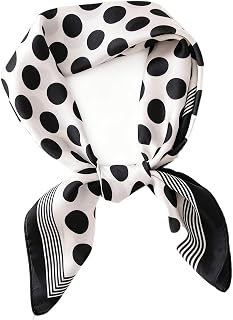 1950s 27.5 Inch Polka Dots Silk Head Scarf for Women Satin Hair Neck Scarf Wrap Lightweight Bandana