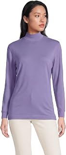 Lands' End Camicia da donna a collo alto a maniche lunghe in cotone rilassato