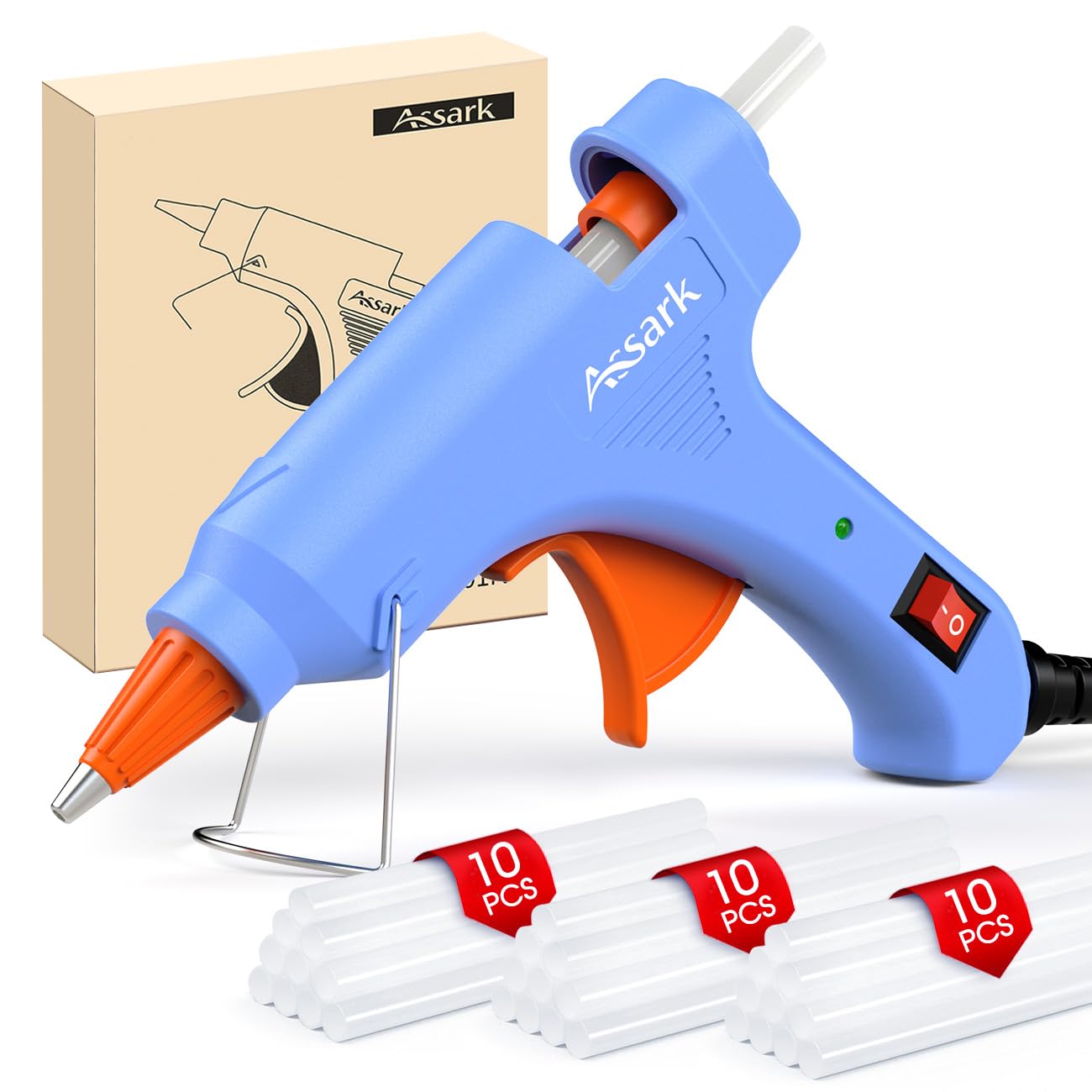 Assark 30W Mini Hot Glue Gun Kit with 30 Glue Sticks | Fast Preheating Hot Melt,