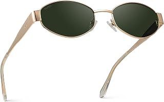 WMP Eyewear - Women's Retro Oval Sunglasses, Trendy Small Frame, 90s Inspired Fashion