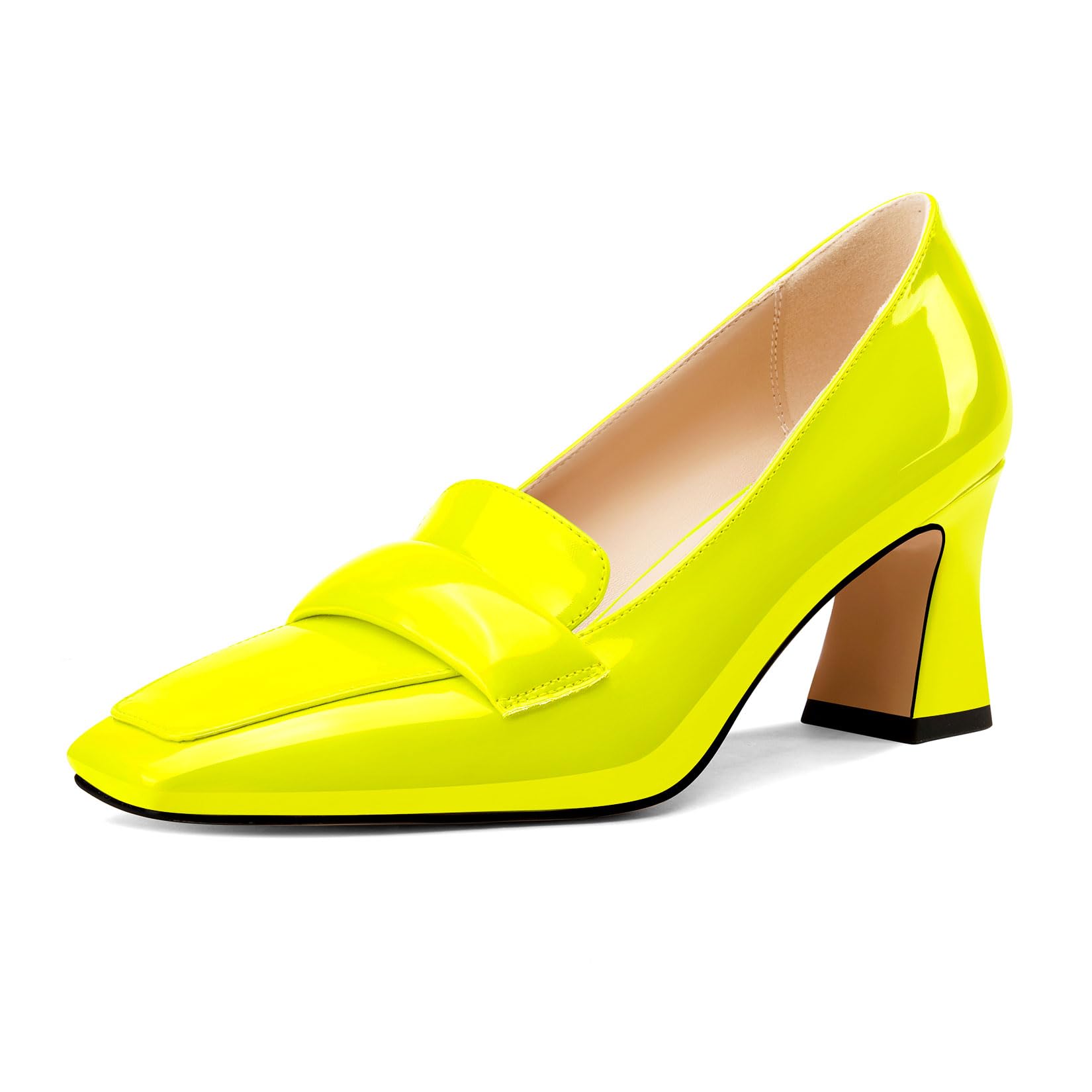 Castamere Women's Chunky Mid Width Square Heel Pointed Pumps Slip-on Office Dres