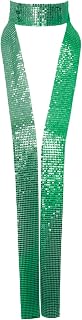 Metal Sequin Ties for Women Long Skinny Scarves, Sparkly Glitter Scarf Necktie Belt for Party Prom Wedding Daily