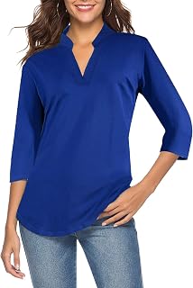 CEASIKERY Women's V-Neck Tunic Blouse Casual Shirt