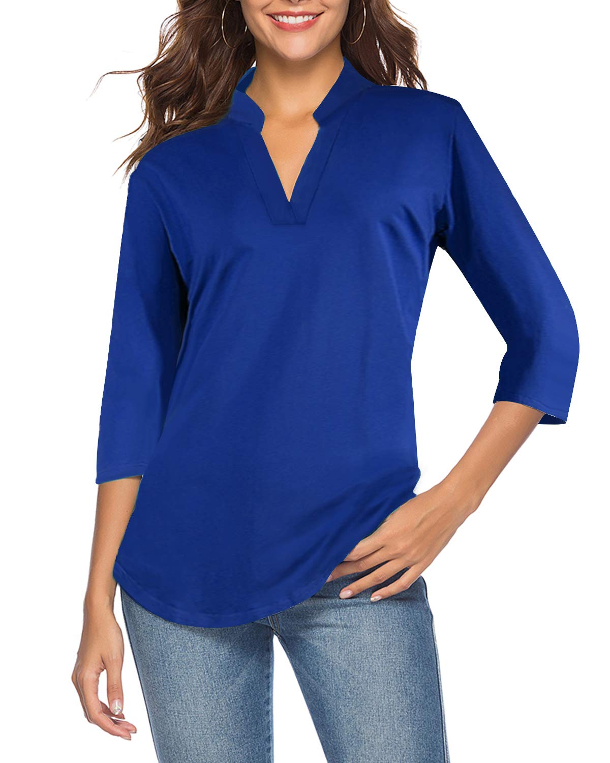 CEASIKERY Women's V-Neck Tunic Blouse Casual Shirt