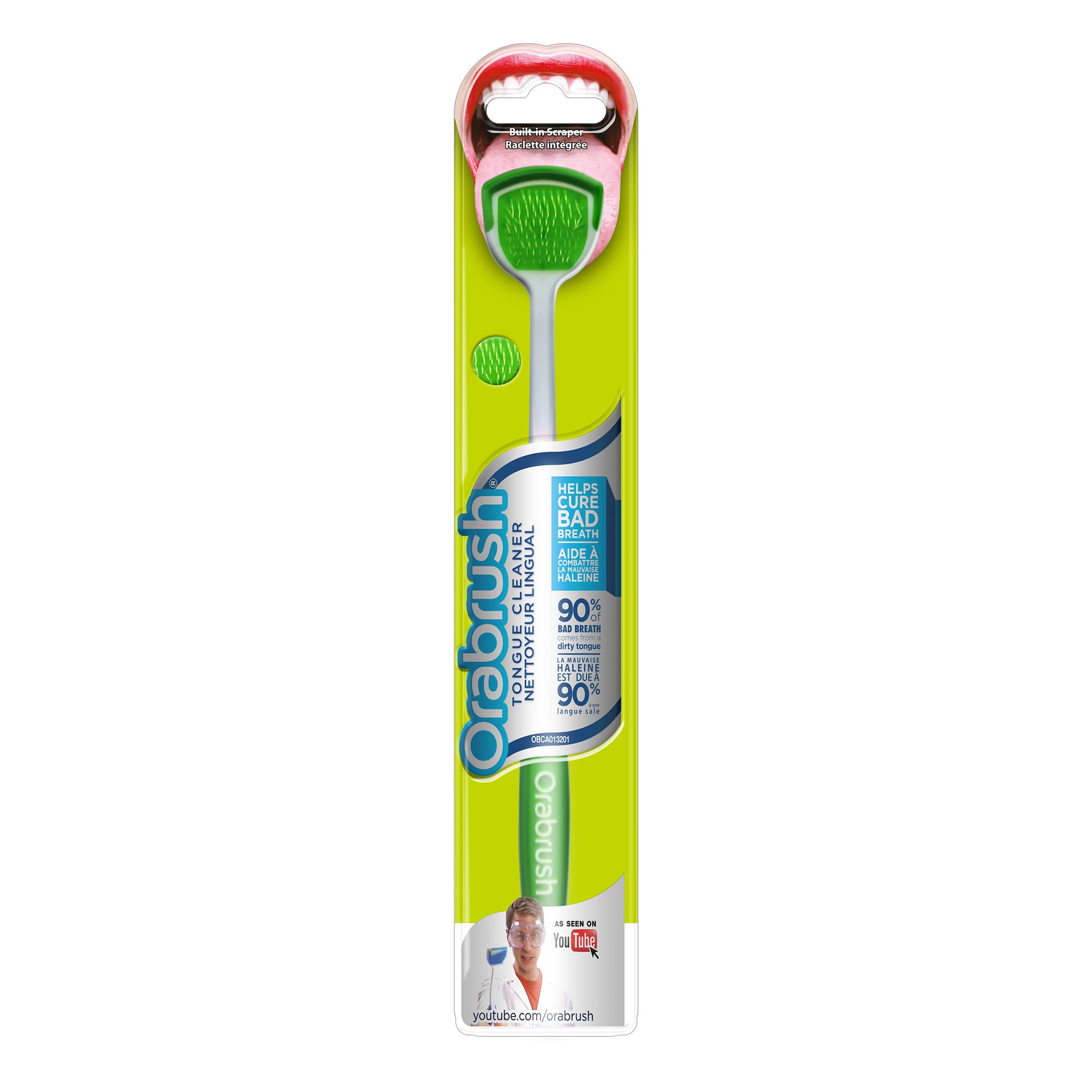 Orabrush Tongue Cleaner - 1 Count - For Treatment of Bad Breath
