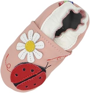 Carozoo Soft Baby Kids Leather Shoes with Soft Suede Soles. Crawling Shoes.Baby Shoes.Boys.Girls.0-6 Months to 7-8 Years