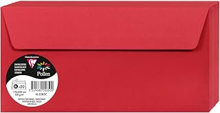 Clairefontaine 5585C – Pack of 20 Self-Adhesive Envelopes – DL Format 11 x 22 cm – 120 g/m² – Red Currant Colour – Invitations Events and Correspondence – Pollen Range – Smooth Premium Paper