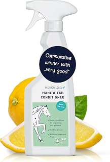 PFERDEPFLEGE24 Mane and Tail Detangler Spray for Horses - Brilliant Shine, Untangles & Conditions Hair - Non-Sticky & Long-Lasting Mane and Tail Spray - Dirt Repellent Horse Grooming - 500ml