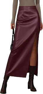 PRETTYGARDEN Gonne da donna in ecopelle 2025 autunno moda aderente a vita alta fessura lavoro ufficio inverno maxi gonna a matita lunga