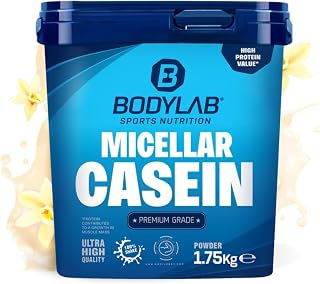 Bodylab24 Casein Micellar Vanille 1750g, 100% pures Casein, reich an BCAA-Aminosäuren, langes Sättigungsgefühl, unterstützt den Muskelaufbau und -erhalt, ideal während einer Eiweiß-Diät
