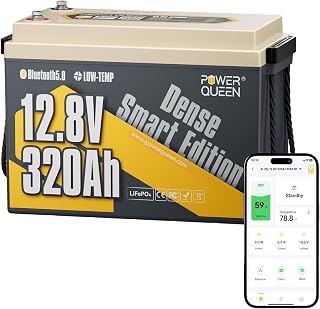 Power Queen Bluetooth 12 V 320 Ah Lithium Battery for Motorhome