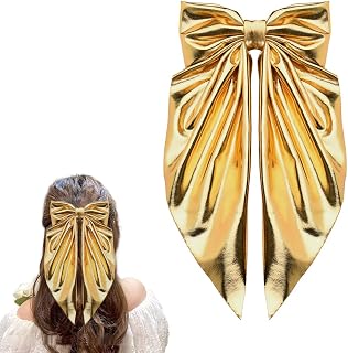 gold bow hair clips, thick thin hair accessories for women french bow clips bows accessories long ribbon hair bows for women spring snap barrette bow clips barrette for girls