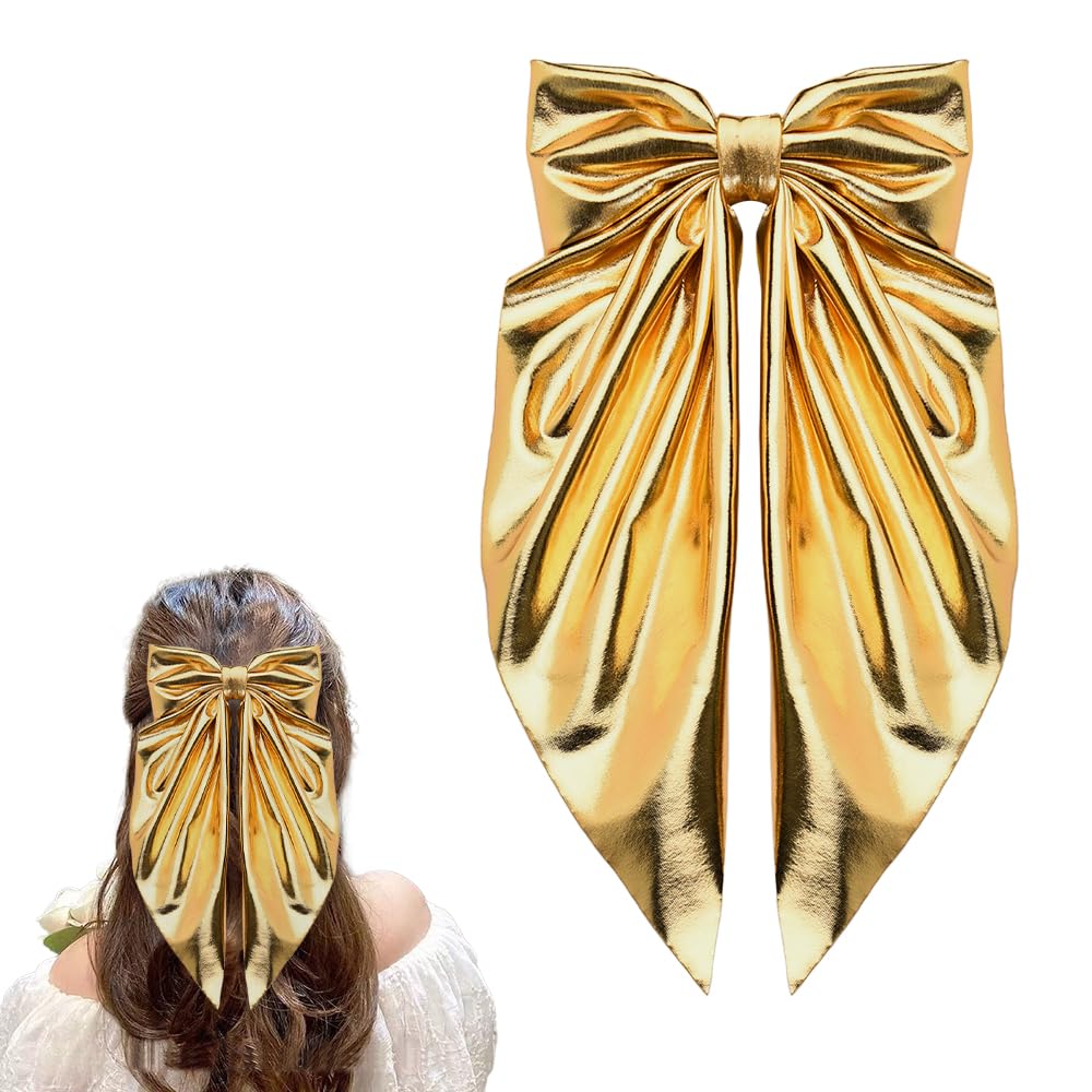 gold bow hair clips, thick thin hair accessories for women french bow clips bows