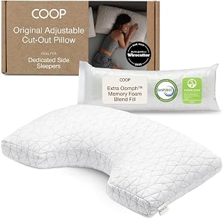 Coop Home Goods Original Cut-Out Adjustable Pillow, King Size Bed Pillows for Neck & Head Support, Memory Foam Pillows - Medium Firm for Side Sleeper, CertiPUR-US/GREENGUARD Gold