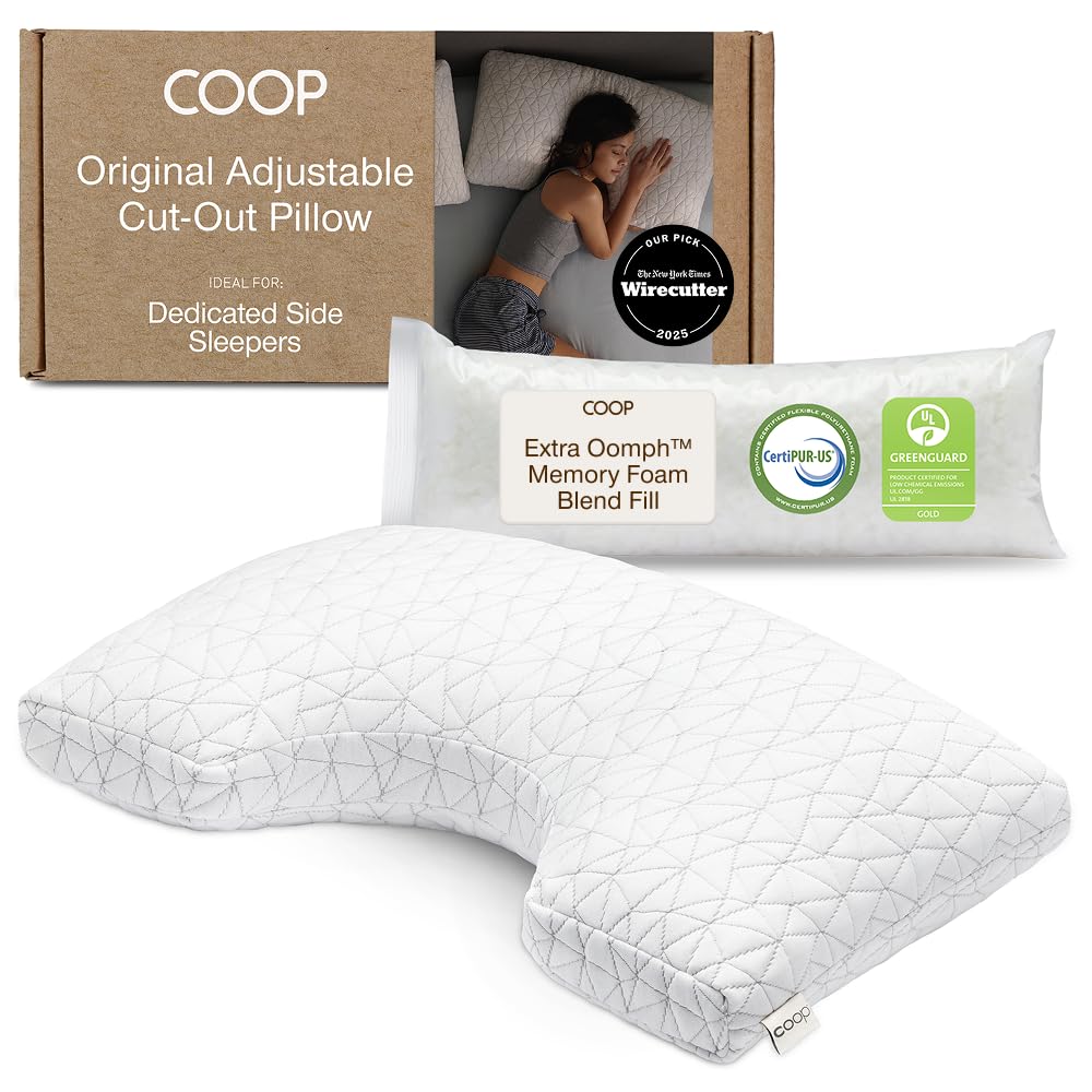 Coop Home Goods Original Cut-Out Adjustable Pillow, King Size Bed Pillows for Ne