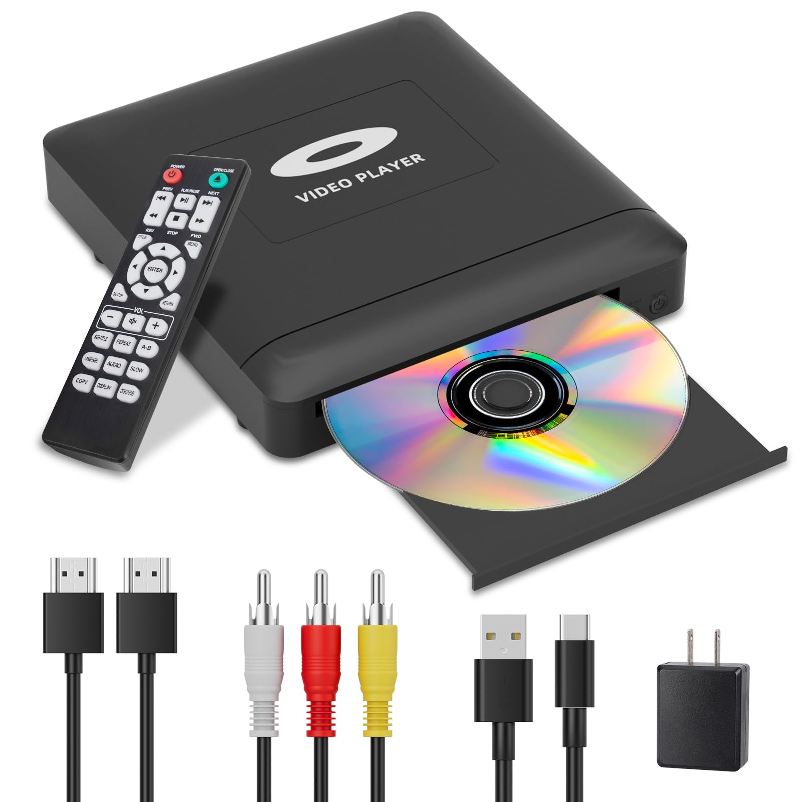 Mini HD DVD Player with Hdmi, Multi Region DVD Player for Smart TV, HDMI/RCA Out
