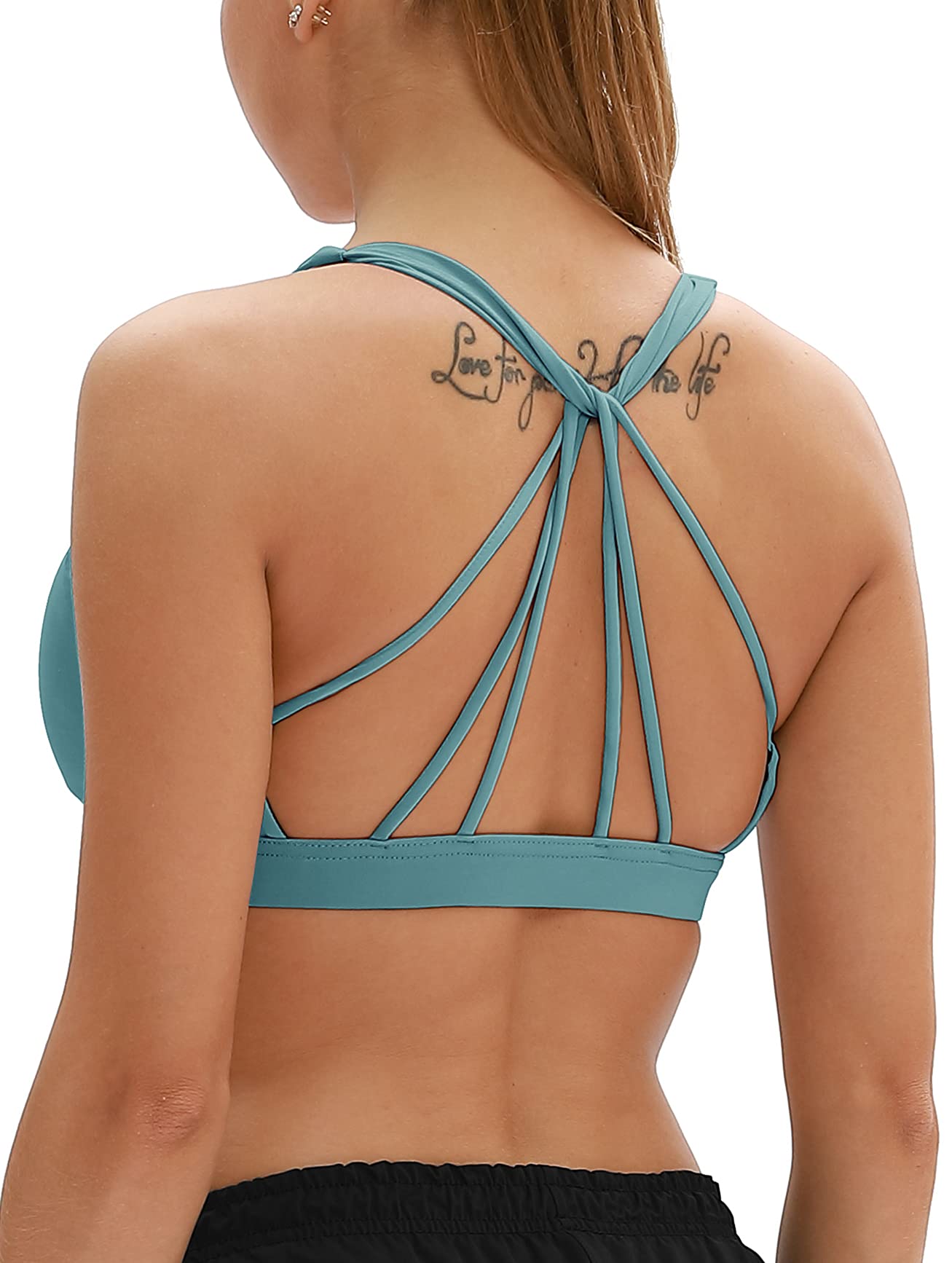 icyzone Sports Bra Yoga Design Cross Back Exercise Fitness Underwear for Women