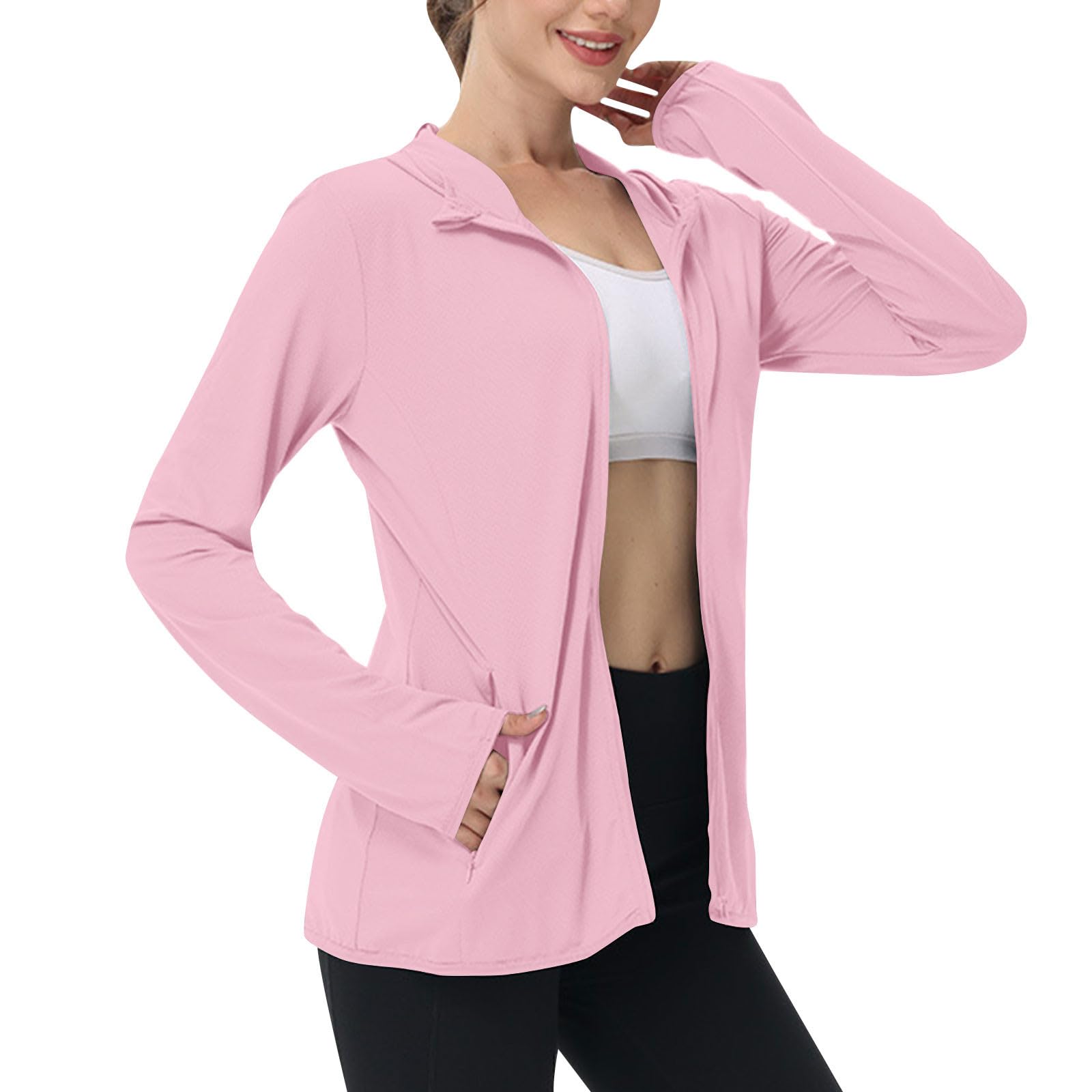Women's UPF 50+ Sun Protection Jacket Full Zip Lightweight Long Sleeve Athletic 