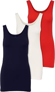 ONLY Set of 3 Tops for Women Basic Tank Tops White, Black, Grey, Blue, Cream T-Shirt Long Woman Summer T-Shirts 15201465