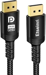 Etseinri DisplayPort Cable 3M, Display Port Cable HDCP DSC1.2 8K 60Hz 4K 165Hz 144Hz 2K 240Hz, HDR10, G-Sync & FreeSync DP to DP Cable for Gaming Monitor PC Projector